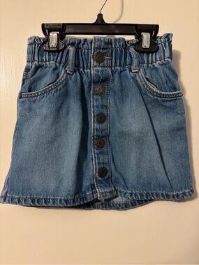 Girls Light Blue Denim Button-Front Skirt